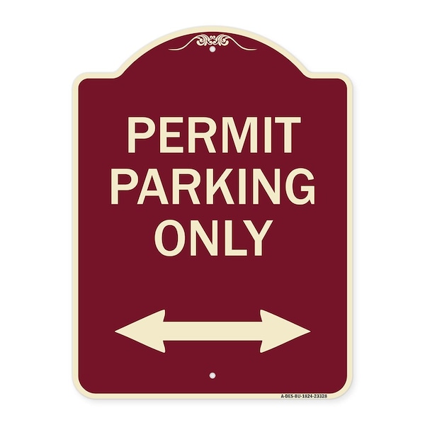 Permit Parking Bidirectional Arrow Heavy-Gauge Aluminum Architectural Sign, 24" x 18", BU-1824-23328